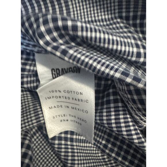 Grayson The Hero Shirt Women’s Size 4/L Navy Blue Fine Plaid Cotton Button Up - Picture 5 of 6